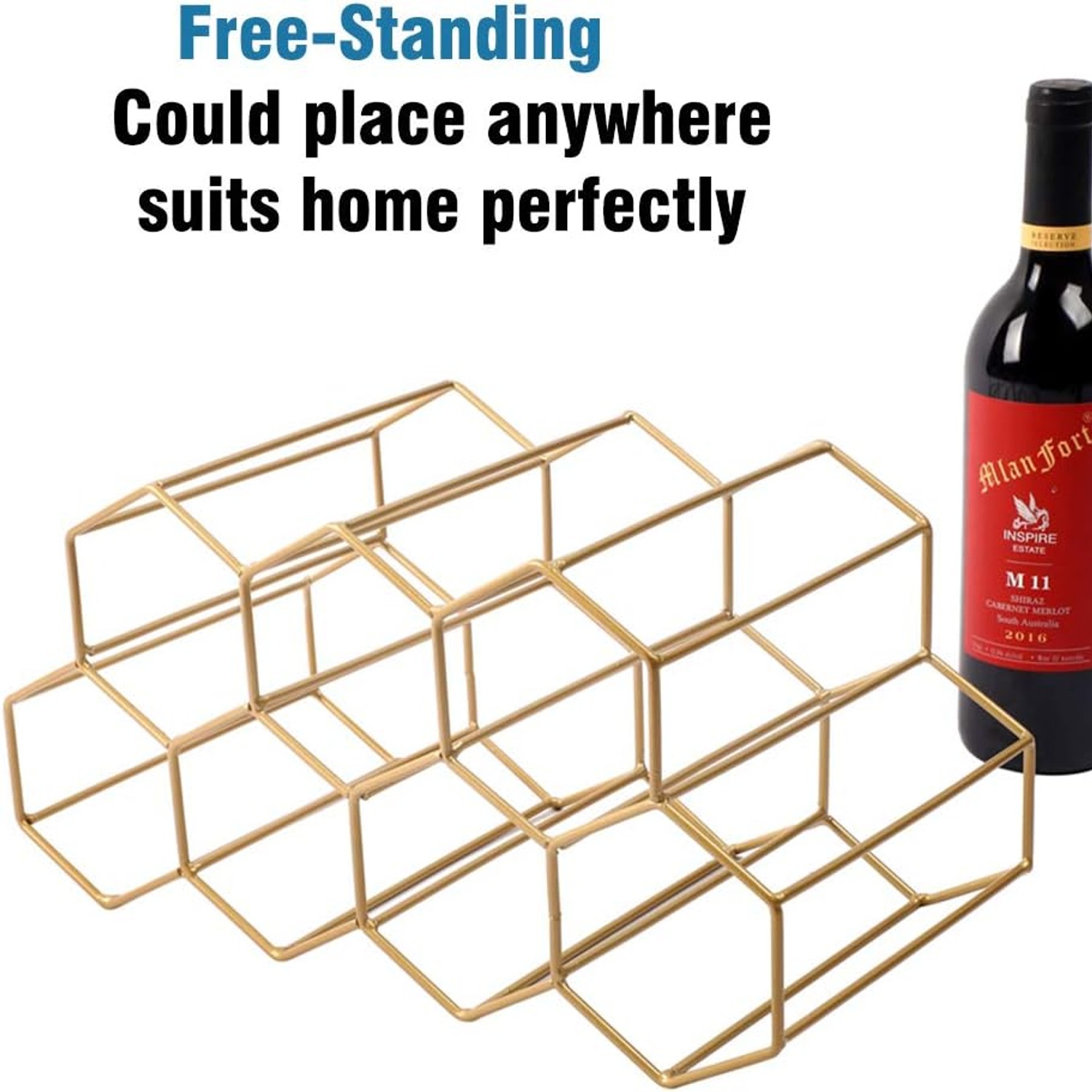 Brass 9 Bottle Countertop Wine Rack: image 4