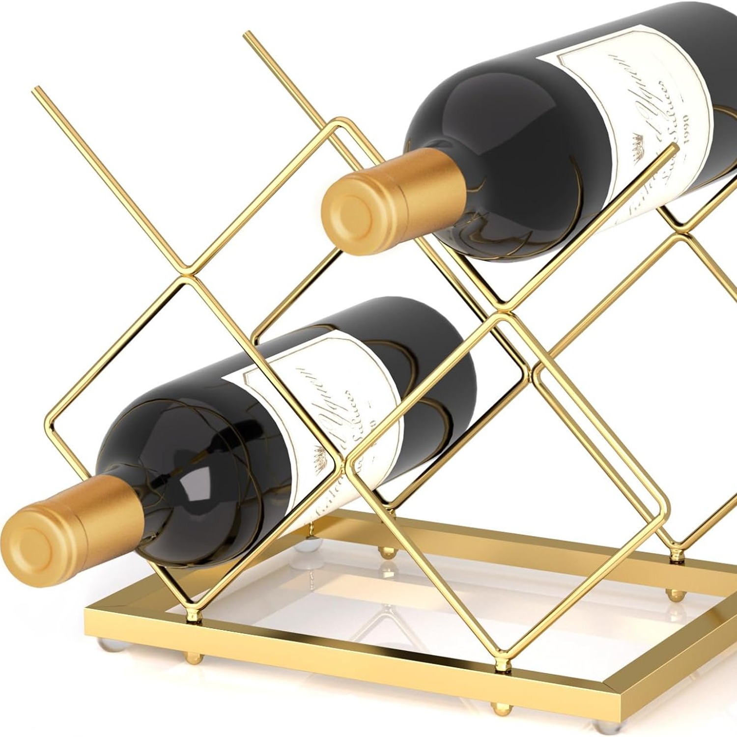 Brass 9 Bottle Countertop Wine Rack: image 6