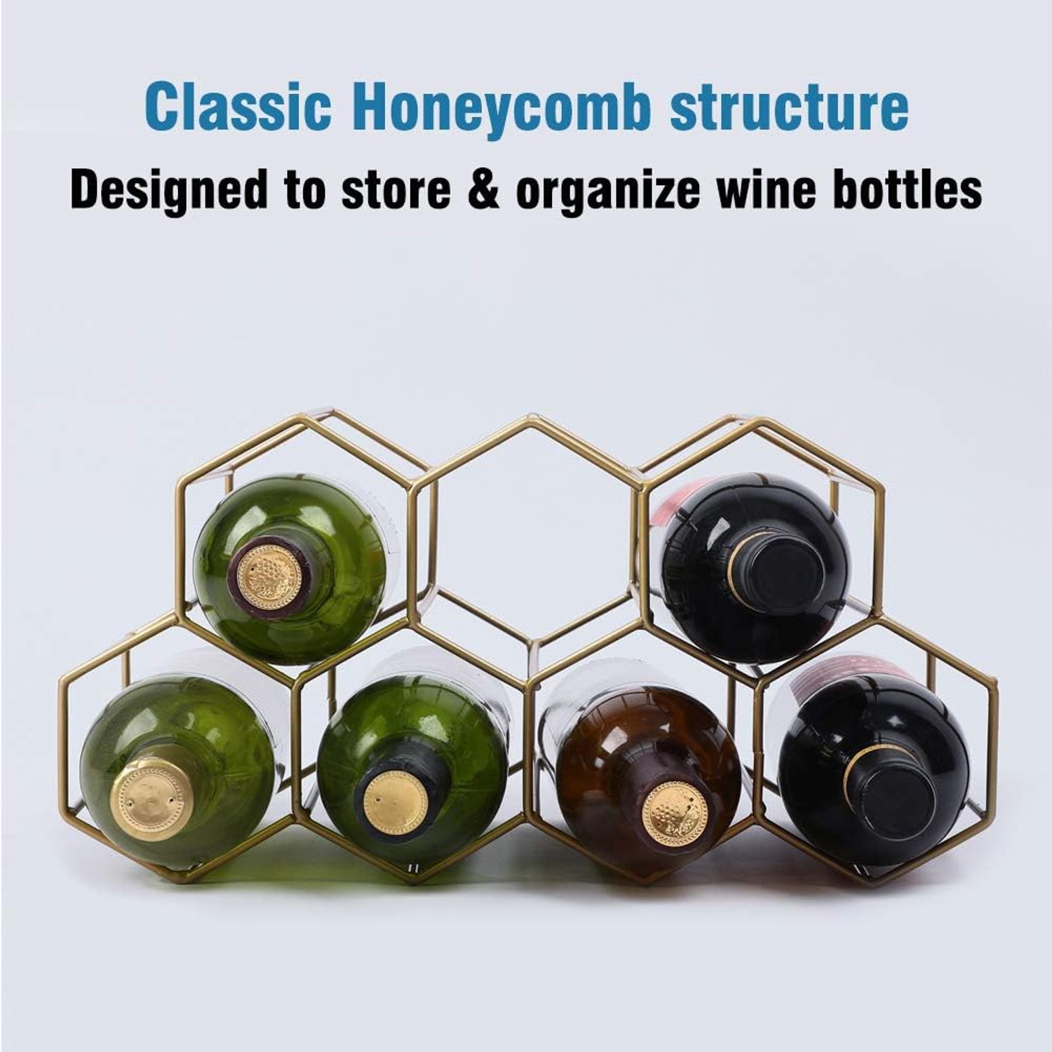 Brass 9 Bottle Countertop Wine Rack