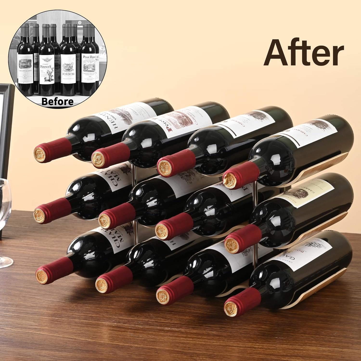 Wavy Wooden 12 Bottle Countertop Wine Rack: image 2
