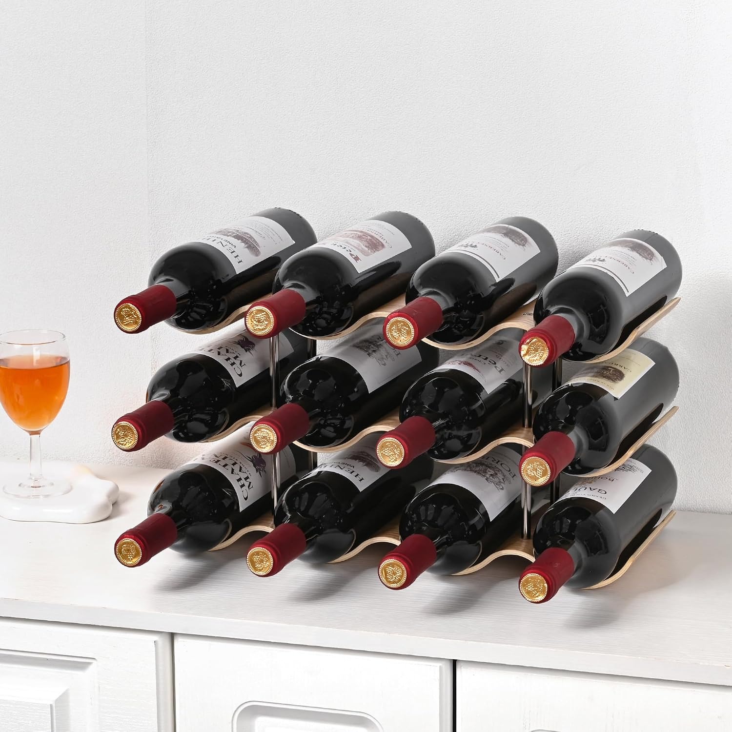 Wavy Wooden 12 Bottle Countertop Wine Rack: image 5