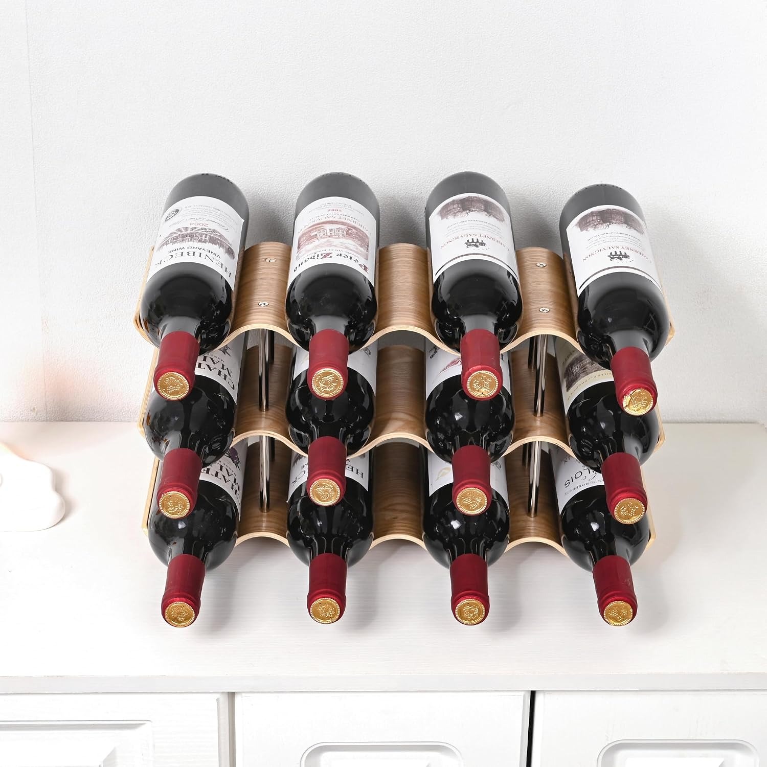 Wavy Wooden 12 Bottle Countertop Wine Rack: image 6
