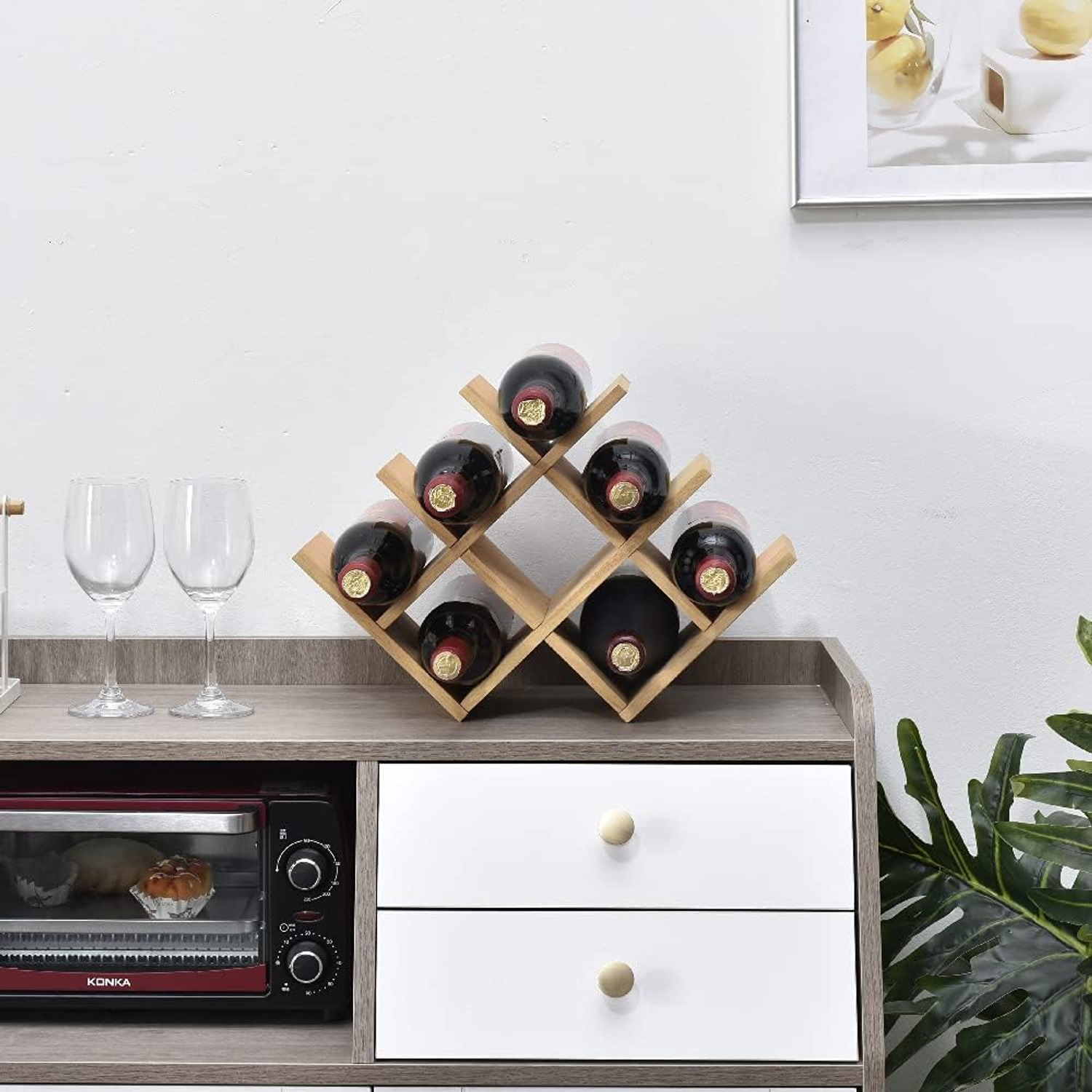 8 Bottle Wooden Wine Rack, 3-Tier Countertop Bottle Holder: image 10