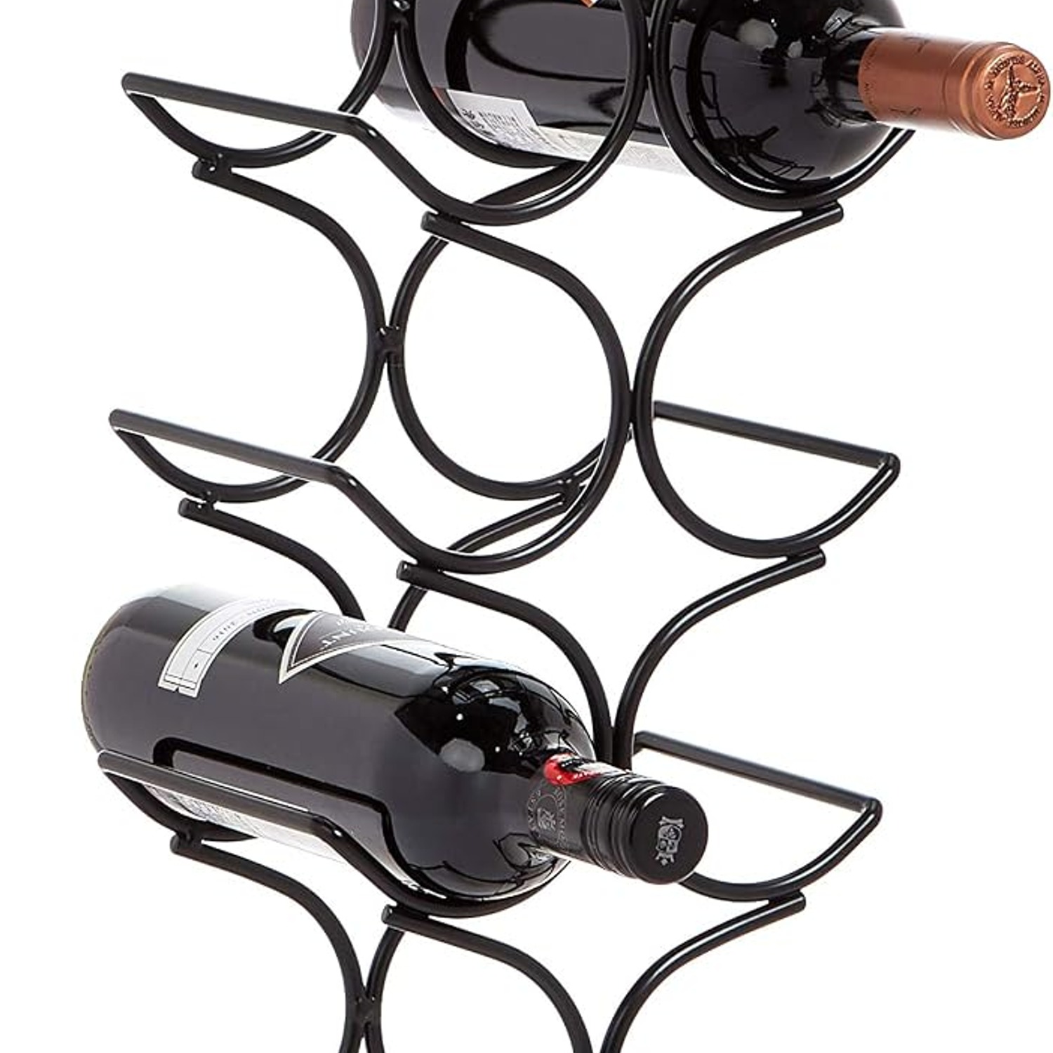 Black Metal 12 Bottle Freestanding Wine Rack: image 2