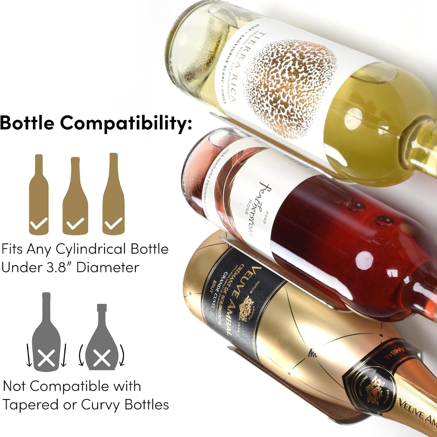Wall Mounted Wine Bottle Rack (Set of 6, Anodised Aluminum): image 5