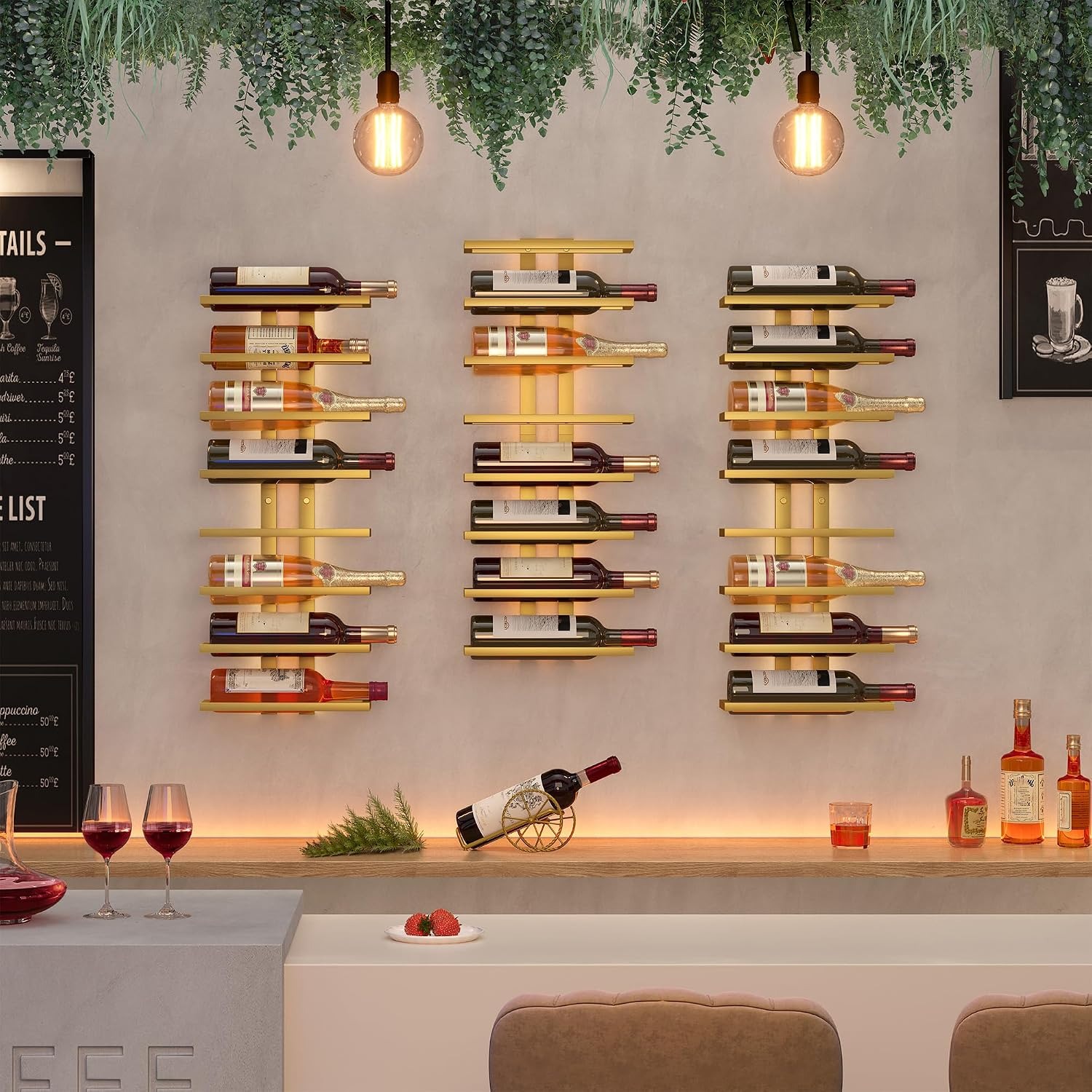 16-Bottle Wall Mounted Wine Rack Set (2 Pack): image 3