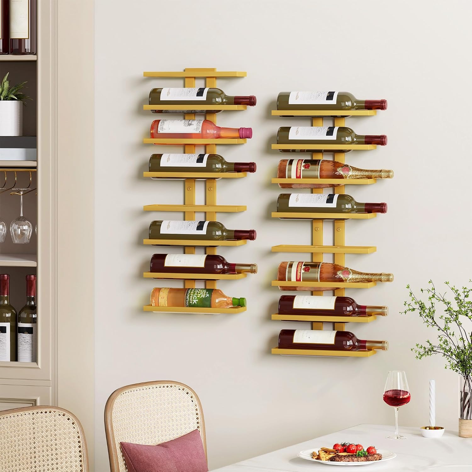 16-Bottle Wall Mounted Wine Rack Set (2 Pack): image 4