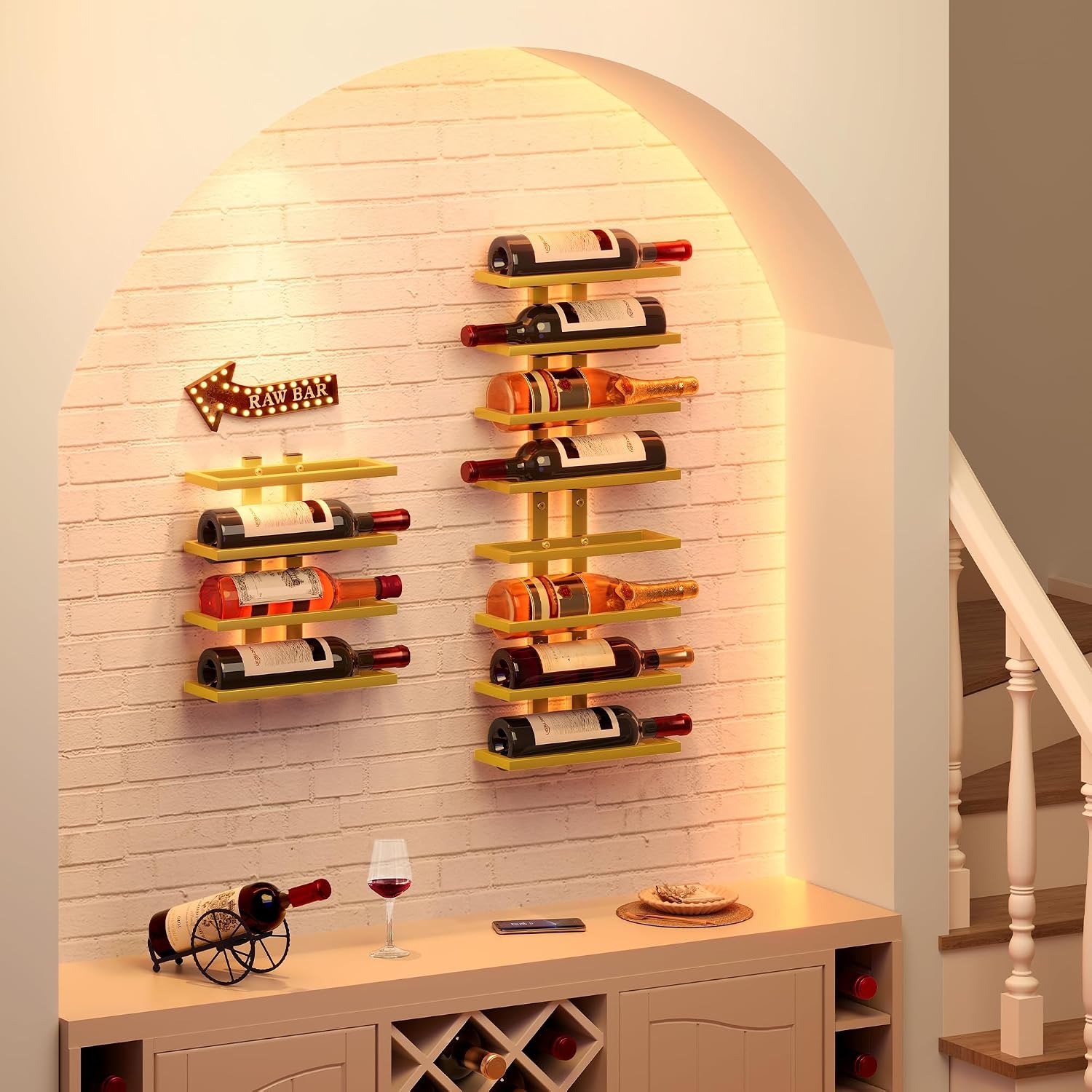 16-Bottle Wall Mounted Wine Rack Set (2 Pack): image 5