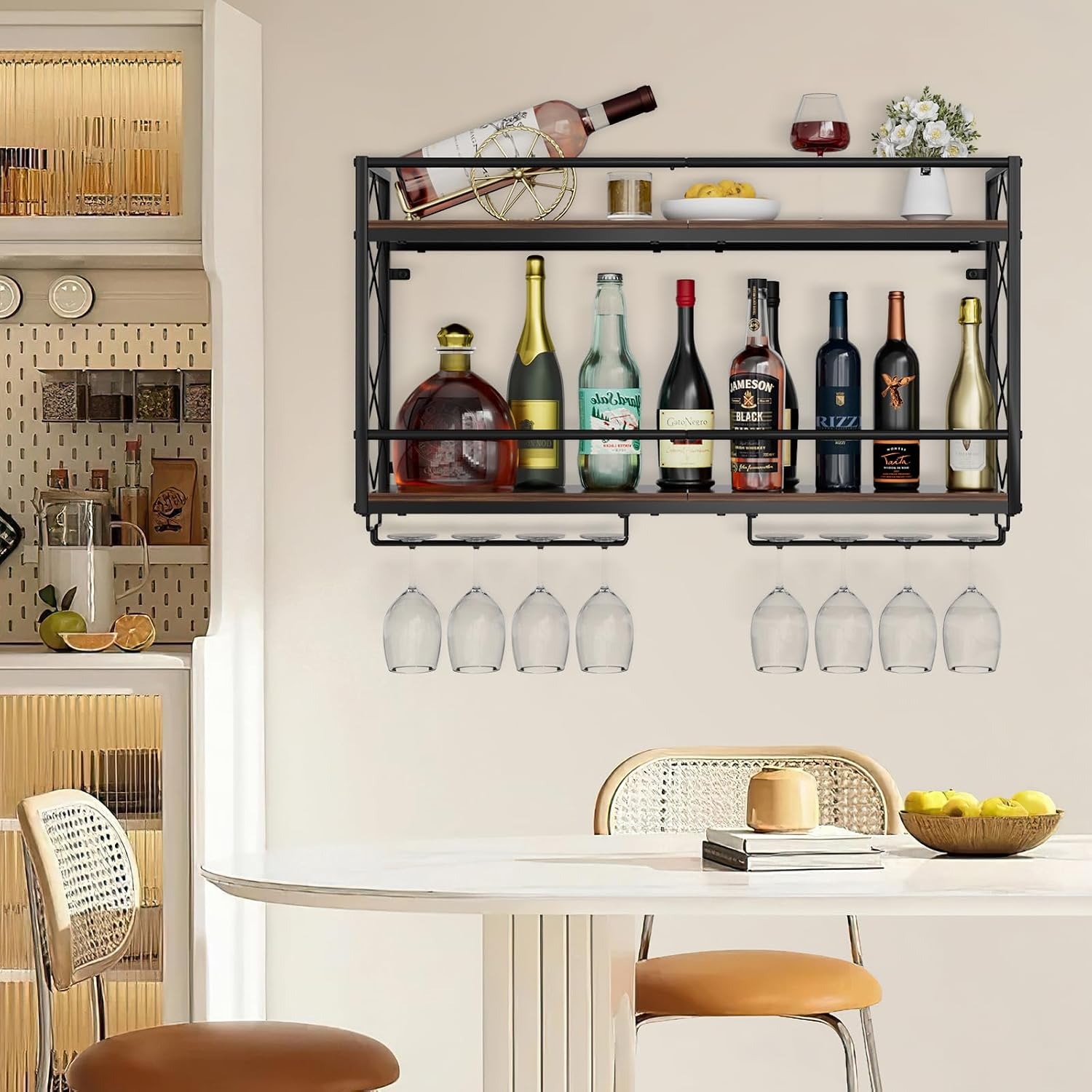 Wall Wine Rack with Glass Holder