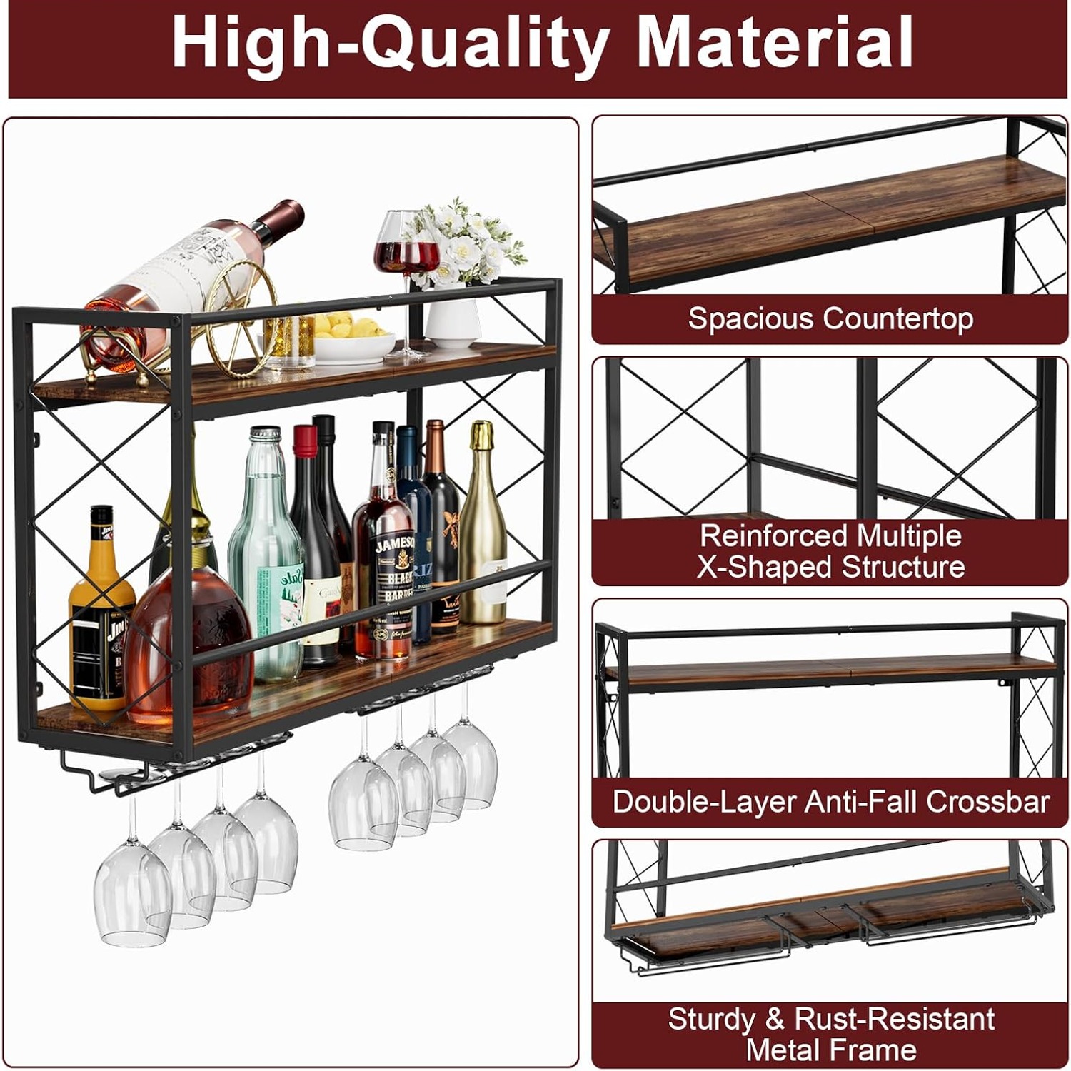 Wall Wine Rack with Glass Holder