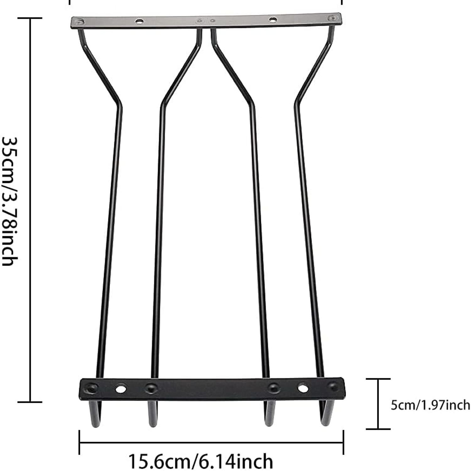 Dianoo Black Wine Glass Rack 35cm Under-Cabinet Stemware Holder