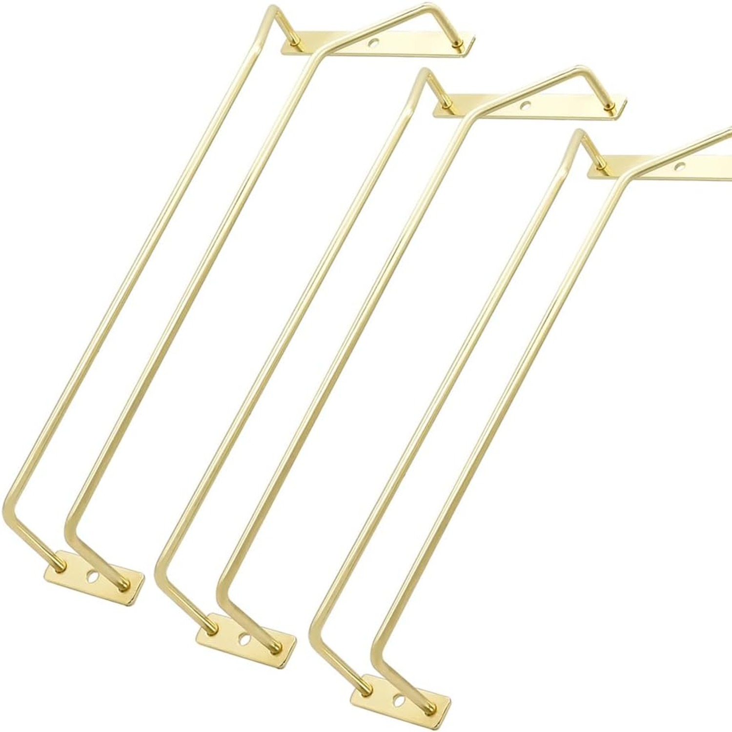 Gold Wine Glass Rack 30cm, 3-Pack Under-Cabinet Stemware Holder