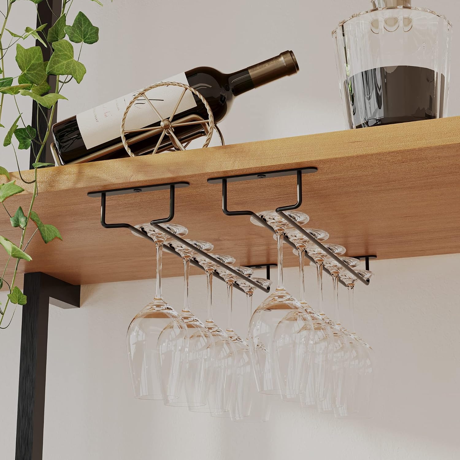 Large Stemware Rack, Set of 2 Under Cabinet Wine Glass Holders: image 2