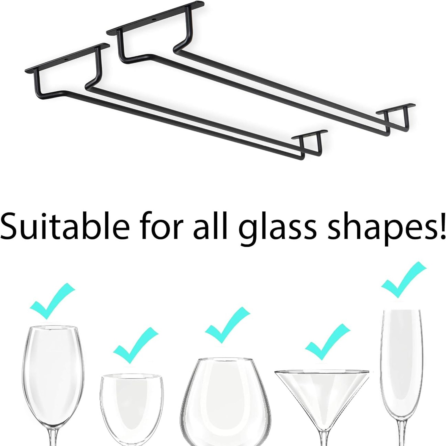 Large Stemware Rack, Set of 2 Under Cabinet Wine Glass Holders: image 7