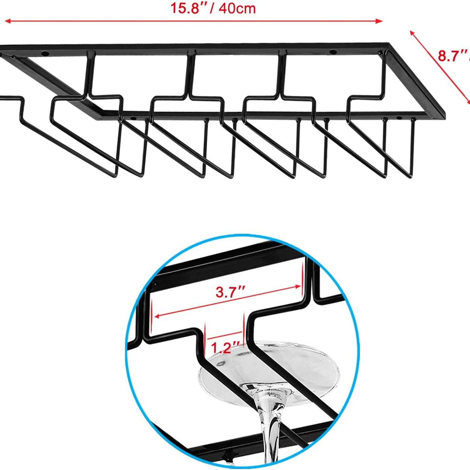 4 Row Under Cabinet Wine Glass Rack: image 4